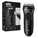 Braun Series 3 ProSkin Rasierer Herren, Elektrorasierer mit Präzisionstrimmer, wiederaufladbarer und kabelloser elektrischer Rasierer, 45 Min Laufzeit, Geschenk Mann, 3020s, schwarz